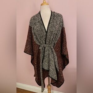 Chic Cream and Brown Women's Poncho